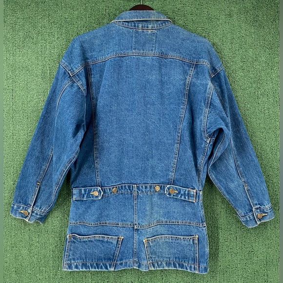 VTG 90’s American Beauties Denim Jean Clenched Waist Long Jacket Women’s Small - Picture 6 of 10